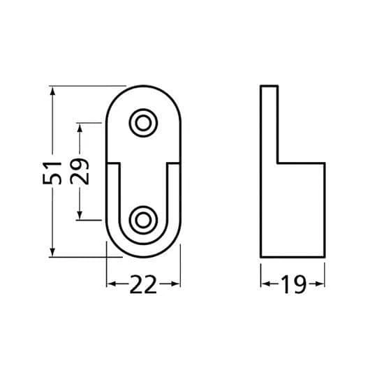 Support D'extrémité à Visser Pour Tube De Penderie Ovale 30 X 14 Mm 1170-70-023 5 Support D'extrémité à Visser Pour Tube De Penderie Ovale 30 X 14 Mm 1170-70-023 – Image 3